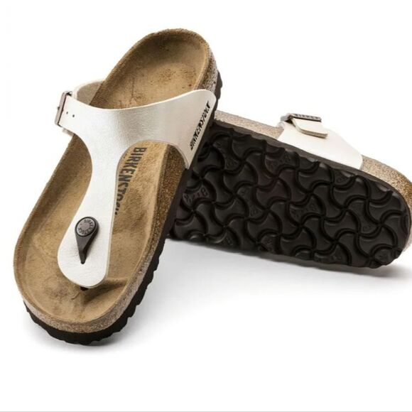 Birkenstock Gizeh Birko-Flor - Graceful Pearl White SIZE 37 /6- 6.5 NWOT - Picture 2 of 12